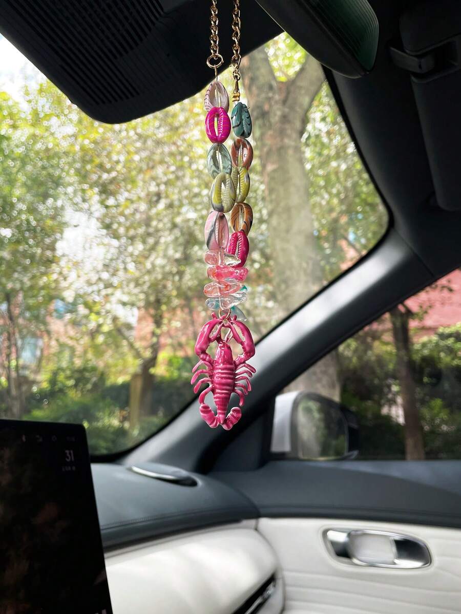 Hiasan Gantung Mobil Bentuk Lobster Kreatif Musim Panas, Hiasan Gantung Kaca Spion Interior Mobil Berwarna-warni, Dekorasi Interior Mobil - A - View 1
