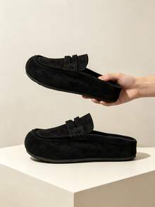 Loafers Shoes Men's Lightweight Bean Shoes Summer One Step Push Lazy Breathable Casual Half Support Slippers For Men - Black - View 6