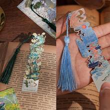 Artistic Metal Hollow Tassel Bookmark, Vintage Oil Painting Style Decorative Page Marker, Suitable As Reading Gift For Book Lovers - A - View 9