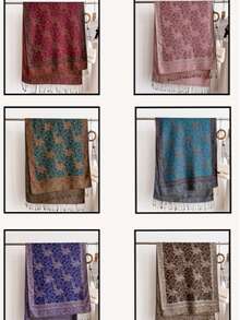 1pc Fashion Warm Scarf, Headscarf, Paisley Print Scarf, Headscarf, Shawl, Robe, Suitable For Women's Daily Wear - Dark Green - View 5