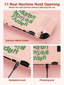 Ayotu Pink Cake & Slogan & Lightning Switch Protective Case, Compatible With New Switch 2 (2025)/Switch NS/Switch OLED, Can Be Used On Dock Without Removing Protective Case, Universal Game Controller Protective Cover, Switch Game Accessories, Anti-Drop Anti-Scratch, Winter Theme & Birthday Gift & Christmas - View 3