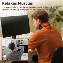 Rechargeable Neck And Shoulder Heat Massage Device, Neck Red Light Therapy With 660nm And 850nm Red Light, Vibrating Massage For Shoulders, Neck And Back, Neck Trapezius Muscle Massager, 3-Level Heating And Massage Functions, Deep Massage For Shoulders And Neck, Relieves Pain, Suitable As A Gift For Parents And Elders - View 8