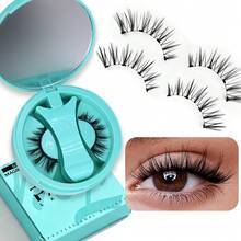 1 Pair Magnetic Eyelashes Reusable Magnetic Eyelashes With Applicator, No Adhesive Required, Natural-Looking Eyelashes, Eyelash Curler Set, Easy To Wear And Remove By PALM LASHES - Black - View 11