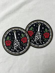 1pc/2pcs/4pcs/5pcs/6pcs/8pcs/10pcs Rose Hand Round Embroidered Iron‑On Patch - Multicolor - View 11