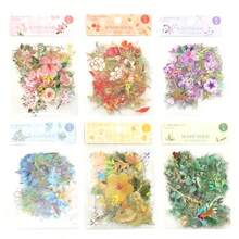 オーディオファン シール フレークシール 花 植物 フレーク 透明・箔押し・防水 DIY 手帳の飾り メモ用紙 ノート素材 日記装飾用品 6パック - マルチカラー - チェックする 1