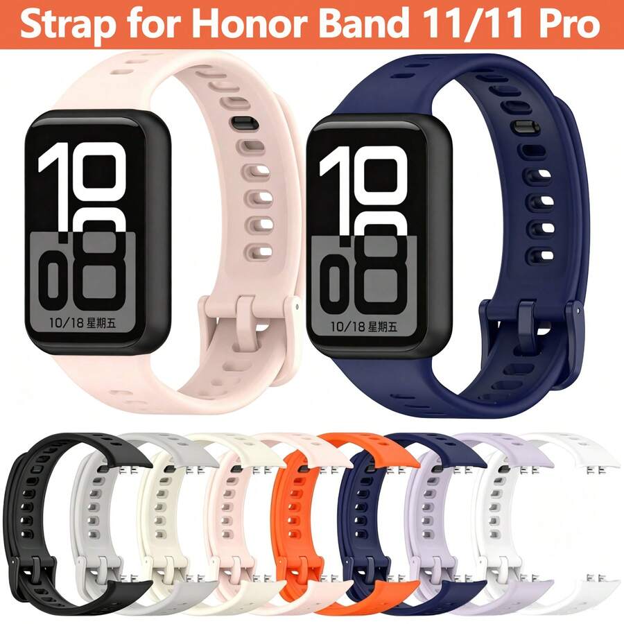 Soft Breathable Waterproof Silicone Watch Strap Compatible With Honor Band 11/11Pro Practical Sport Wristband Secure Fit And Stylish Look For Outdoor - one-size - View 1