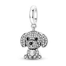 1pc Silver Plated Sparkling Zirconia Bear Dog Rabbit Pendant, Suitable For Bracelet Necklace DIY Jewelry Making And Daily Wear - Silver - View 5