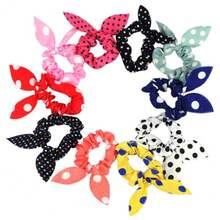 2/5/10pcs/Set Colorful Rabbit Ear Hair Ties, Women's Cute Cartoon Bow Hair Bands, Rubber Bands For Hair (Random Color) - Multicolor - View 11