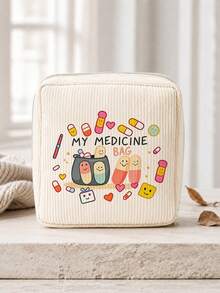 「Medicine」圖案印花便攜收納袋 藥盒急救包 化妝包零錢包，適合日常使用/戶外/旅行，方便收納、化妝品、手機等小物品，旅行必備，聖誕禮物，個性化禮品袋，教師節禮物，小禮物交換，房間裝飾 - 彩色 - 查看 3