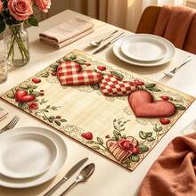 1pc Dish Drying Mat, Coffee Machine Mat, Vintage Heart Rose Print Dish Drying Mat, Suitable For Kitchen Dish Drying, Bar Counter Cup Placement, Romantic Atmosphere, Valentine's Day Confession Anniversary Table Decoration, Multi-Purpose Drying Mat, Home Gift, Desktop Decoration - XYLSD-1042 - View 5