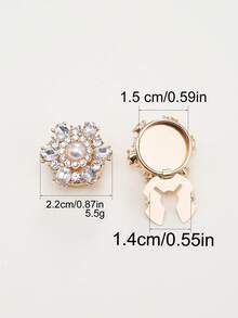 1/2/4pcs 22mm Women's Rhinestone Button Covers, Crystal Button Covers, Detachable Clip-On Button Covers, Crystal Decorative Buttons For Clothing, Lead-Colored - Multicolor - View 5