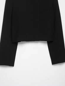 DEEKA kort blazer för dam, höstnyhet, europeisk och amerikansk stil, minimalistisk och mångsidig design - Svart - Visa 6