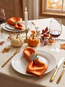 2-8pcs Vintage Distressed Bronze Maple Leaf Napkin Rings, Thanksgiving Halloween Table Decor, Suitable For Home Decor, Party Decoration, Holiday, Party, Gathering, Birthday, Gift, Gift Giving, Dinner, Outdoor - Multicolor - View 7