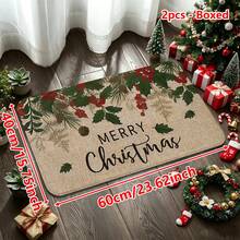 1/2/3pcs Christmas Theme Kitchen Rugs, Flannel Kitchen Rugs, Soft Comfortable Absorbent Non-Slip Machine Washable With Non-Slip Backing, Suitable For Multiple Scenes: Entryway, Living Room, Bedroom, Kitchen, Dining Room, Bathroom, Laundry Room, Hallway, Christmas Holiday Home Decor Floor Mat - Multicolor - View 14