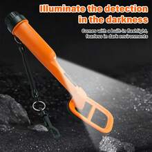 High Precision TC-120 Handheld Metal Detector, Portable Treasure Hunting Device With LED Flashlight, For Searching Coins, Gold And Silver Jewelry, Battery Not Included - Orange - View 4