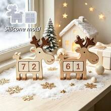 2pcs DIY Clay Mold Christmas 2-Piece Set Reindeer Calendar Block Silicone Mold Set, Resin Silicone, Home Decor, Handicrafts, Plaster Cement Mold, Reusable, Easy To Demold, Holiday, Birthday Gift. Silicone Mold For Casting. - Silicone Mold - View 5