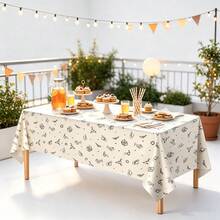 3 Pieces1-Piece Western Tablecloth, Denim Party Decoration, Competitive Show Disposable Plastic Tablecloth, Western Party Decoration, First Competitive Birthday Party Decoration, 54 X 108 Inches - Apricot - View 4