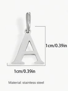 1pc Stainless Steel Letter Pendant, Unisex Keychain Pendant Accessory For Necklace & Earrings - Silver - View 3