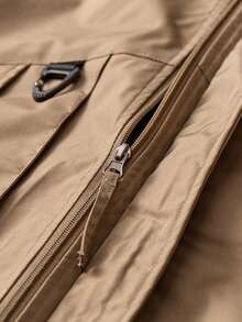 Men's Solid Color Casual Versatile Long Sleeve Jacket, Suitable For Daily Commute, Travel - Khaki - View 7
