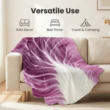 1pc Cabbage Leaf Shaped Blanket, Made Of Flannel Fabric, Soft And Comfortable Throw, Multiple Styles Available, Can Be Used As Sofa Bed Cover, Picnic Blanket, Car Blanket, Camping Blanket, Air Conditioning Blanket, Pet Blanket - Multicolor - View 8