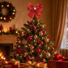 1 buah Hiasan Puncak Pohon Natal Bintang Emas Mengkilap, Dekorasi Dalam Ruangan untuk Liburan, Dengan Desain Logam Mengkilap, Cocok untuk Pohon Natal, Rumah dan Dekorasi Liburan Pohon Natal - MultiWarna - View 5