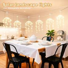 Magical Solar Powered Jellyfish Pendant Light, Draping Twinkling LED Strands, Weather‑Resistant Hanging Ornament, Romantic Night Lamp For Yard, Porch And Outdoor Party - Rattan Ball - View 3