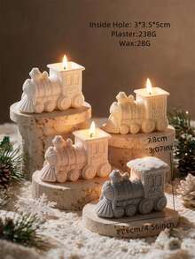 Christmas Sleigh Silicone Candle Mold For Candle Holder Tea Light Gingerbread Train Cement Candlestick Jar Gypsym Concrete Succulent Plaster Mould - Multiple Styles - View 6