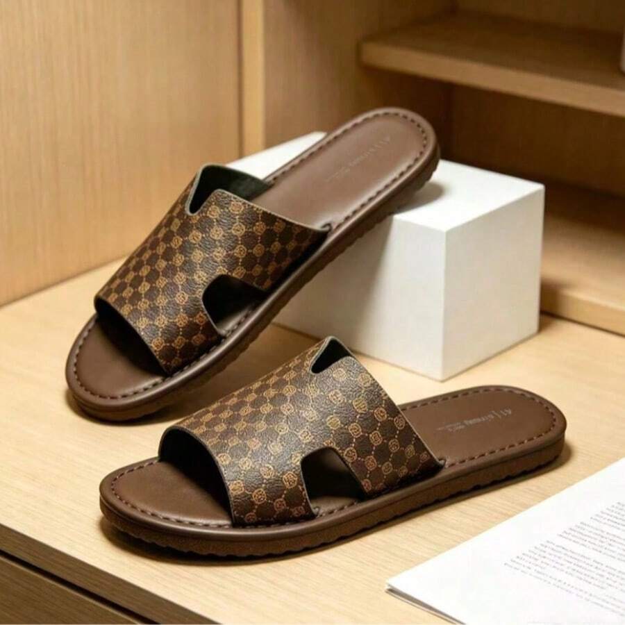 Men's Summer Sandals, Fashionable Versatile Men's Slippers, Men's Flat Sandals, Color Block Design, Simple Flat Slippers, Vacation Beach Roman Sandals