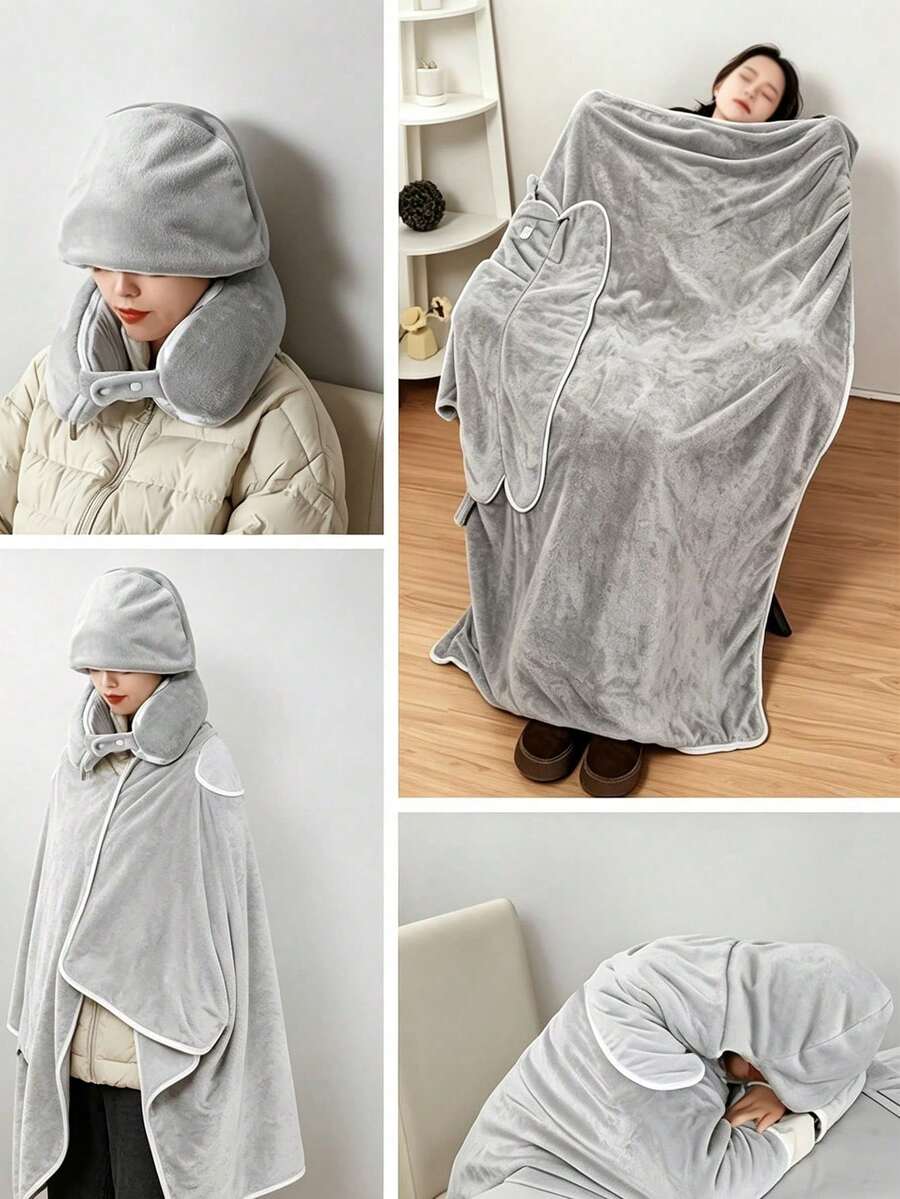 Multifunctional Travel Neck Pillow, Foldable Airplane Pillow For Neck And Head Support, Soft Portable U-Shaped Neck Pillow, Suitable For Airplane, Can Be Used As Air Conditioning Blanket, Nap, Car And Home Office Use