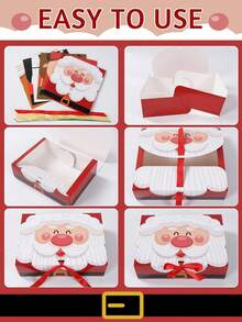 62/56pcs Exquisite Christmas Cartoon Theme Gift Box Set, Holiday Gift Party Atmosphere Gift Box, With Ribbon Christmas Gift Box, Christmas Gift Packaging Box, Including Santa Claus, Snowman, Reindeer, Gingerbread Man, Elk And Other Patterns, Exquisite Design, Suitable For Christmas Party, Christmas Decoration - Multicolor - View 11
