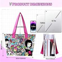 1pc Tokidoki Officially Licensed Cartoon All-Over Print Tote Bag, Waterproof PVC Transparent Shoulder Bag With Magnetic Closure, Large Capacity Casual Handbag For Daily Shopping And Travel - View 4