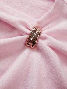 Minimalist Versatile Solid Color Twisted Knot Women's Sweater, Autumn/Winter - Pink - View 6