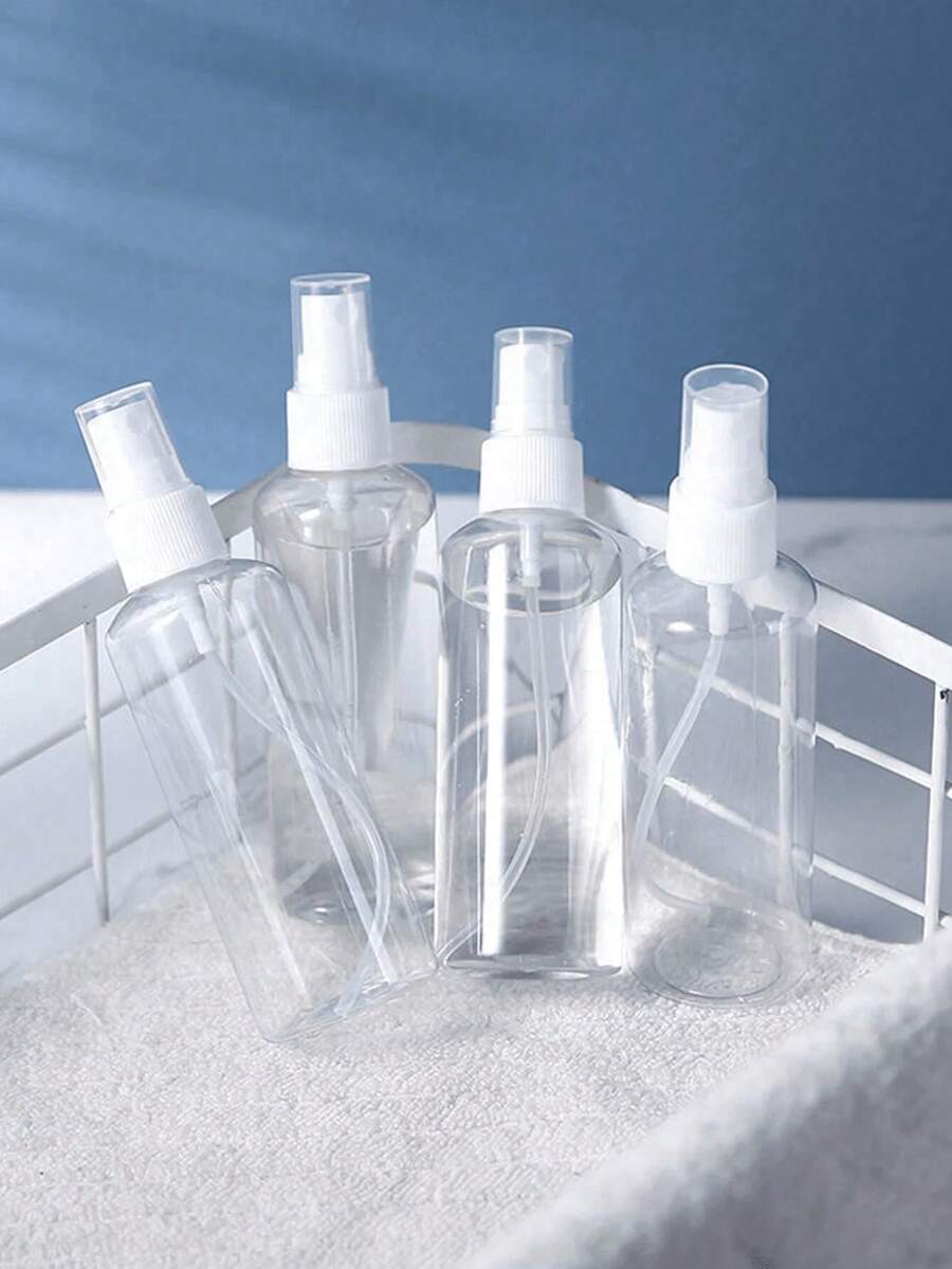 5pcs/Set Small Plastic Spray Bottles, Portable Refillable Containers, Suitable For Travel, Facial Mist And Perfume, Transparent PET Mini Sprayers, Travel Portable Cosmetic Accessories