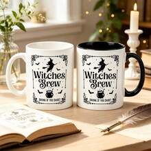 1pc 11oz Witch Potion Witch Pattern Ceramic Coffee Mug, Vintage Halloween Quote Tea Cup, Birthday, Halloween Party, Christmas, Thanksgiving Holiday Gift For Witch Lover Friends - Multicolor - View 4