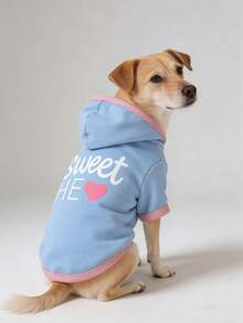 Pet Autumn/Winter Hooded Sweatshirt Letter Minimalist Style Cat & Dog Outdoor Wear - Baby Blue - View 1