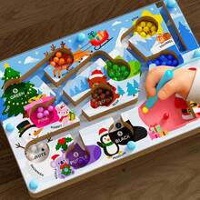 1 Set Children's Magnetic Ball Maze Board Christmas Cartoon Pattern Color Sorting Early Education Intelligence Development Desktop Toy - Multicolor - View 5
