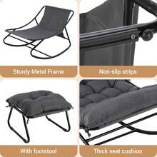 Bestdoor Outdoor Rocking Chair With Stool, Garden Rocking Chair With Cushion Waterproof Covers, Rust-Proof Frame, Non-Slip Feet, Side Pocket, Oversized Rocking Chair With Ottoman For Bedroom/Living Room - Dark Grey - View 4