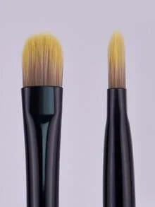 3pcs Black Premium Synthetic Flat Concealer Brushes, Suitable For Covering Under Eye Bags, Travel Makeup Brush Set, Can Precisely Cover Facial Contours And Dullness Mixed Brush - Multicolor - View 7
