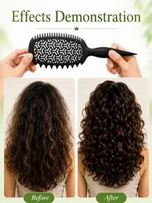 3PCS Hair Styling Brush Set, Curly Hair Detangling Brush, Wide Tooth Comb, Sectioning Tail Comb & Edge Brush Kit For Daily Hair Care, Wavy Curl Styling - Multi-color 3PC - View 2