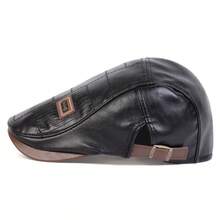1pc Men's PU Leather Adjustable Beret Hat, Outdoor Casual Cap For Spring/Autumn Travel, Beach And Party - Multicolor - View 7