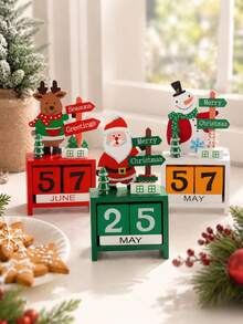3/1pc Christmas Countdown Advent Calendar, Adjustable Number Calendar, Christmas Countdown Desktop Wooden Decoration Home Decor Office Decoration Adult Fun Gift, Santa Claus, Wooden Advent Calendar, Christmas Office Decor, Santa Claus And Reindeer, Wooden Block Calendar For Office Desk, Small Size Daily Desktop Perpetual Calendar, Date Display Desktop Accessory, Christmas Decoration - Multicolor - View 3
