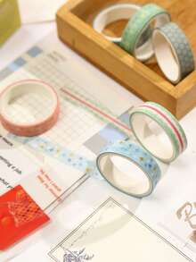 5 Rolls/Box, Various Plant Floral Patterns Creative Washi Tape, For Notebook Decoration, DIY Scrapbooking Decoration Masking Tape - Multicolor - View 7