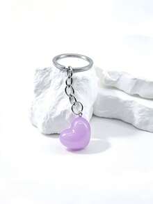 1pc Handmade Glow-In-The-Dark Colorful Heart Keychain, Cute Heart Keyring Pendant, Creative Holiday Gift Souvenir For Lovers And Friends, Creative Gift For Girlfriend, Holiday Gift, Phone And Car Key Ring, Creative Small Gift For Events - Multicolor - View 4
