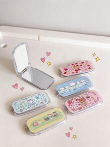 Cartoon Phone Desktop Stand Slouchy Vertical Phone Holder With Back Adhesive Foldable Phone Stand With Mirror 2-In-1 Cute Makeup Mirror Phone Support Stand For Girls Essential For Outings Portable For Touch-Ups Convenient To Carry Perfect Gift For Girls Phone Decoration Accessory Birthday Gift Party Favor - Multicolor - View 3