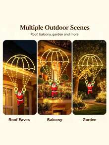 LED Parachute Santa Claus Hanging Christmas Lights With Remote Control, 8 Modes Christmas Decorative Lights, Suitable For Bedroom, Living Room, Yard, Porch, Trees, Indoor And Outdoor Holiday Party Decoration - One Size Fits All - View 9