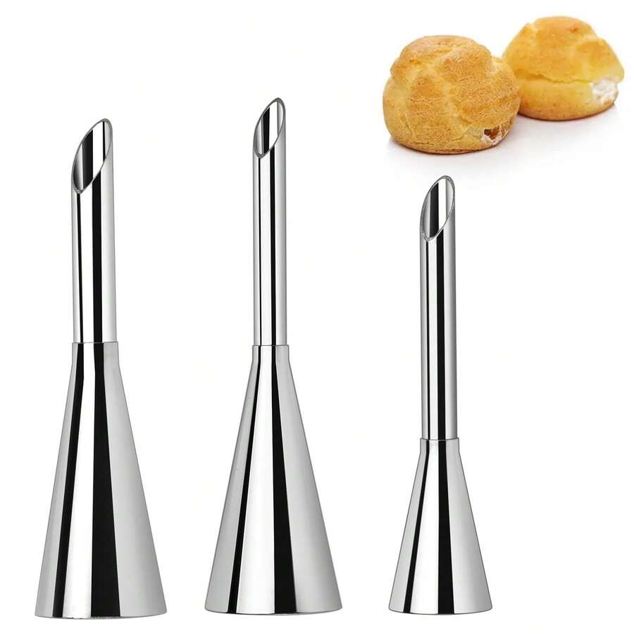 Bộ đầu bắt kem inox, vòi bơm nhân bánh donut và bánh su kem, dụng cụ trang trí bánh cupcake