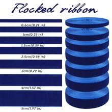 1pc 4.57m Single-Sided Non-Elastic Colorful Flocked Ribbon, Flocked Satin Ribbon, Bow DIY Clothing Christmas Decoration Ribbon (Length May Vary Due To Manual Measurement) - Dark Blue - View 3