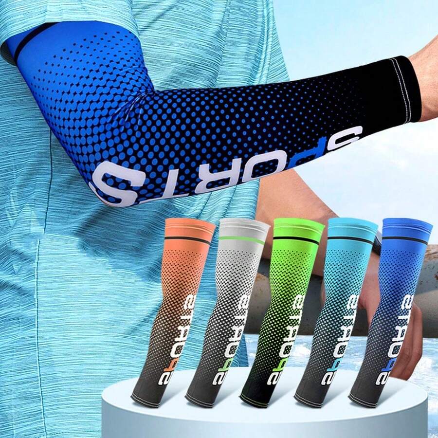 1 par armskydd i is-silke med solskydd, unisex extra långa armcovers med UV-skydd för sommaren, lätta och andningsbara, svettfria, lämpliga för bilkörning, utomhusaktiviteter och basket - Armvärmare i is-silke - Visa 1