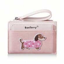 Women's Dachshund Embroidered Short Wallet, Daily Wallet With Zipper Coin Purse And Wrist Strap, Cute Dog Pattern, Birthday Gift, Valentine's Day Gift - Multicolor - View 4