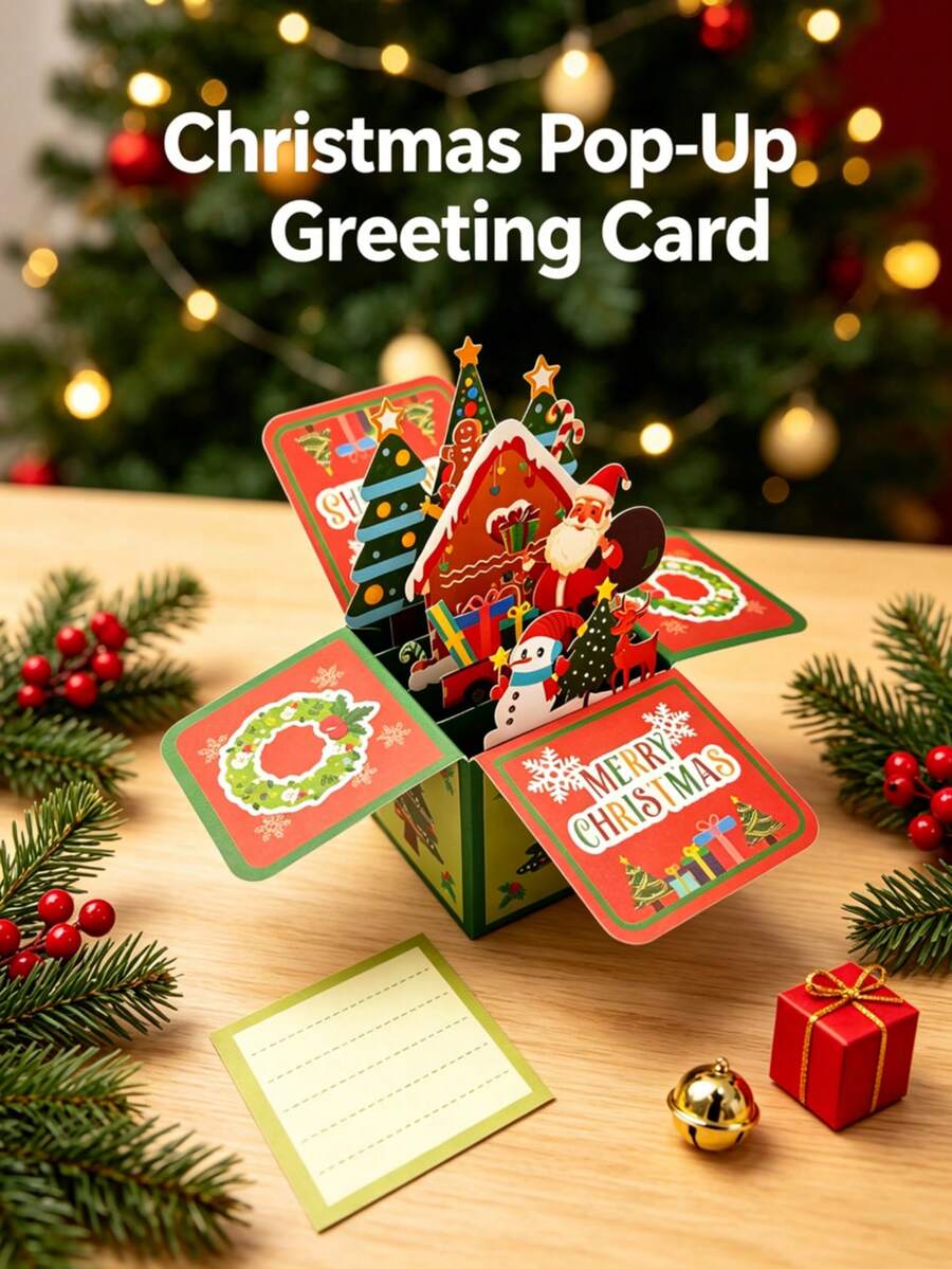 6/3pcs Handmade 3D Pop-Up Christmas Card Set, Santa Claus Merry Christmas Greeting Cards With Envelopes And Blank Message Space, Colorful Holiday Scene Pop-Up Cards, Suitable For All Recipients, Perfect Christmas Holiday Gift, Christmas Stocking Stuffer - Santa Claus - View 1
